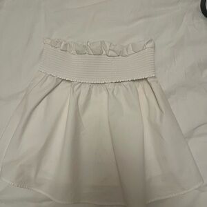 Babaton White Ruffled Skater Skirt